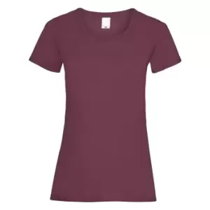 Image of Womens/Ladies Value Fitted Short Sleeve Casual T-Shirt (X Small) (Oxblood)