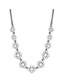 Image of Mood Hematite Crystal Flower Short Necklace, Silver, Women