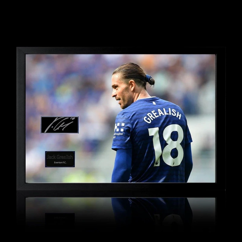 Image of The Fan Cave Jack Grealish Signed Everton Plaque Iconic Frame I Blue unisex 690x480mm