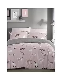 Image of Fusion Cats Duvet Cover Set - Blush