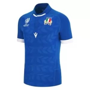 Image of Macron Italy Rugby Home Shirt 2023 2024 Adults - Blue