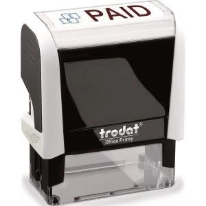 Image of Trodat Printy 4912 46mm x 18mm Self Inking Word Stamp RedBlue Paid