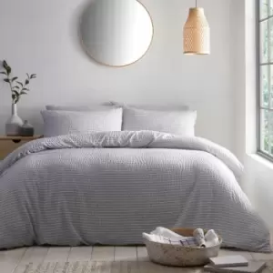 Image of Appletree Loft Altro Textured Stripe Duvet Cover Set, Grey, Single