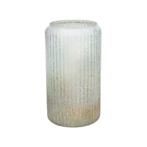 Image of Ivyline Verre Tall Frosted Ribbed Glass Gold Vase H30cm W20cm