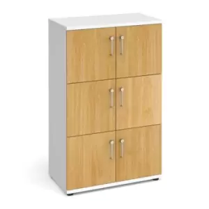 Image of Wooden storage lockers 6 door - white with oak doors