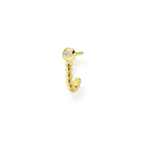 Image of Yellow Gold Dot Half Hoop Single Earring H2160-414-14