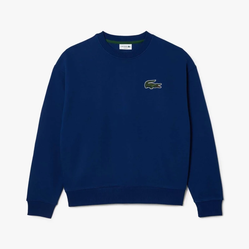 Image of Lacoste Loose Fit Fleece Sweatshirt - Blue Blue S