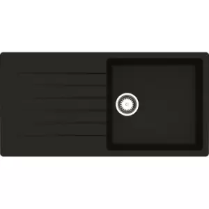 Image of Reginox Harlem Reversible Composite Kitchen Sink & Drainer Single Bowl in Black Granite Composite