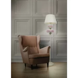 Image of Fan Europe ORTENSIA Floor Lamp with Tapered Shade Ivory, Fabric 45x145cm