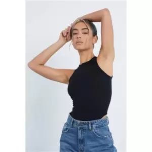 Image of I Saw It First Black Jersey Racer Neck Bodysuit - Black