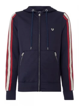Image of Mens True Religion Retro Side Stripe Hoodie Blue