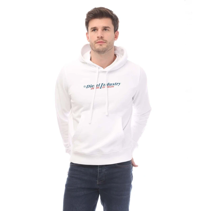 Image of Diesel Industry Denim Division Design White Hoodie White