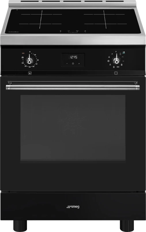 Image of Smeg Concert C6IPBLT2 60cm Wide Electric Cooker with Induction Hoband Pyrolytic Cleaning - Black - A Rated, Black