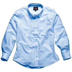 Image of Dickies Mens Oxford Weave Short Sleeve Shirt Blue Size 18.5