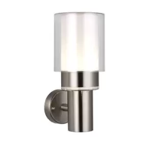 Image of Olympia Integrated LED 1 Light Outdoor Wall Light Brushed Stainless Steel, Clear IP44