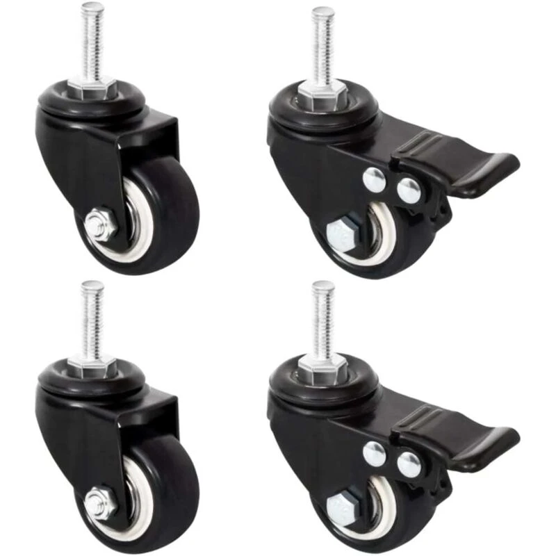 Image of vidaXL Wheels for Planter 4 pcs Black 8x3.5x8cm Iron, Black 364281