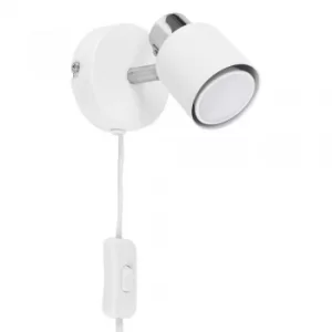 Image of Benton Plug in Single Wall Light in White and Chrome