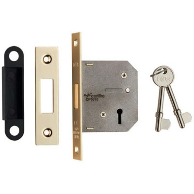 Image of Loops 64mm 3 Lever BS Deadlock Square Forend Electro Brassed Door Security Latch Metallics unisex
