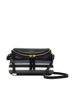 Image of Radley Crown Hill Stripe Small Zip Top Cross Body Bag - Black