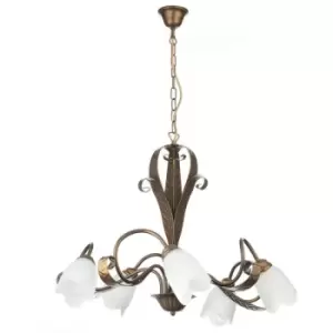 Image of Onli Sonia Twisted Multi Arm Pendant Ceiling Light, Glass Shades, 5x E14