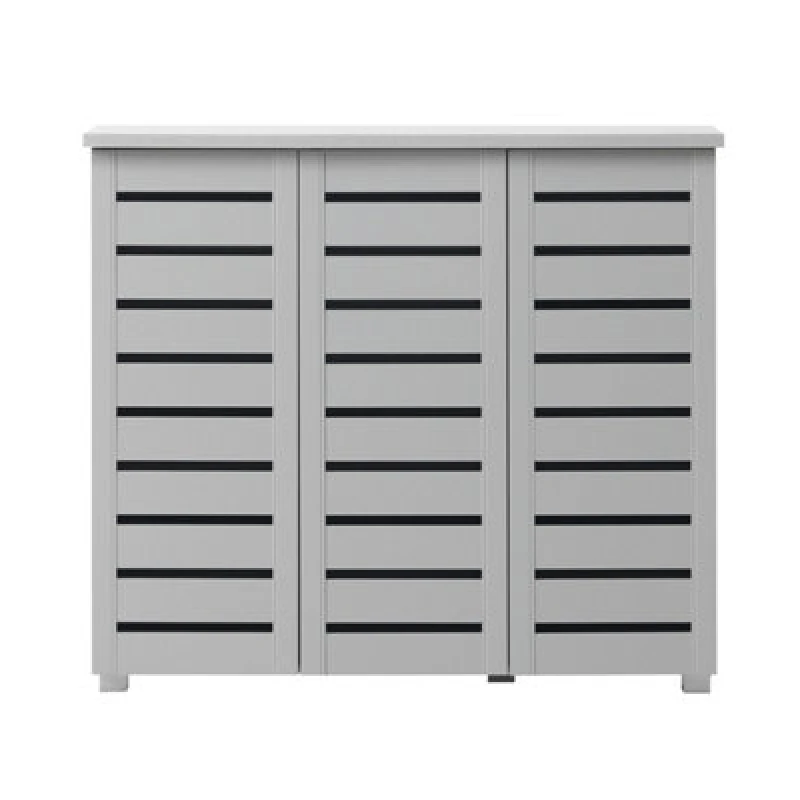 Image of Timber Art Design 5 Tier Shoe Storage Cabinet 3 Door Cupboard Stand Rack Unit Grey