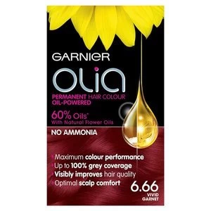 Image of Garnier Olia Permanent Hair Dye 6.66 Vivid Garnet Red