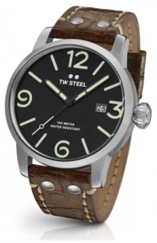Image of TW Steel Mens Maverick Brown Leather Strap Black Dial MS11 Watch