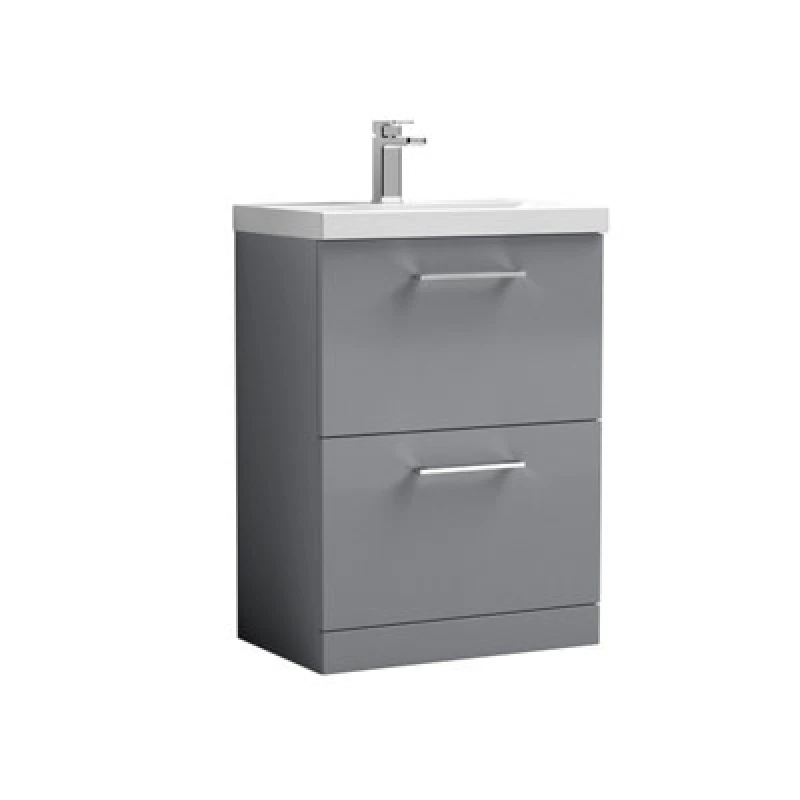 Image of Arno Floor Standing 2 Drawer Vanity Unit with Basin Satin Grey