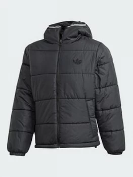 Image of Adidas Padded Hooded Coat - Black