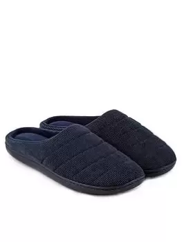 Image of Totes Isotoner Isotoner Textured Cord Stitch Detail Mule Slippers - Navy, Size 8, Men