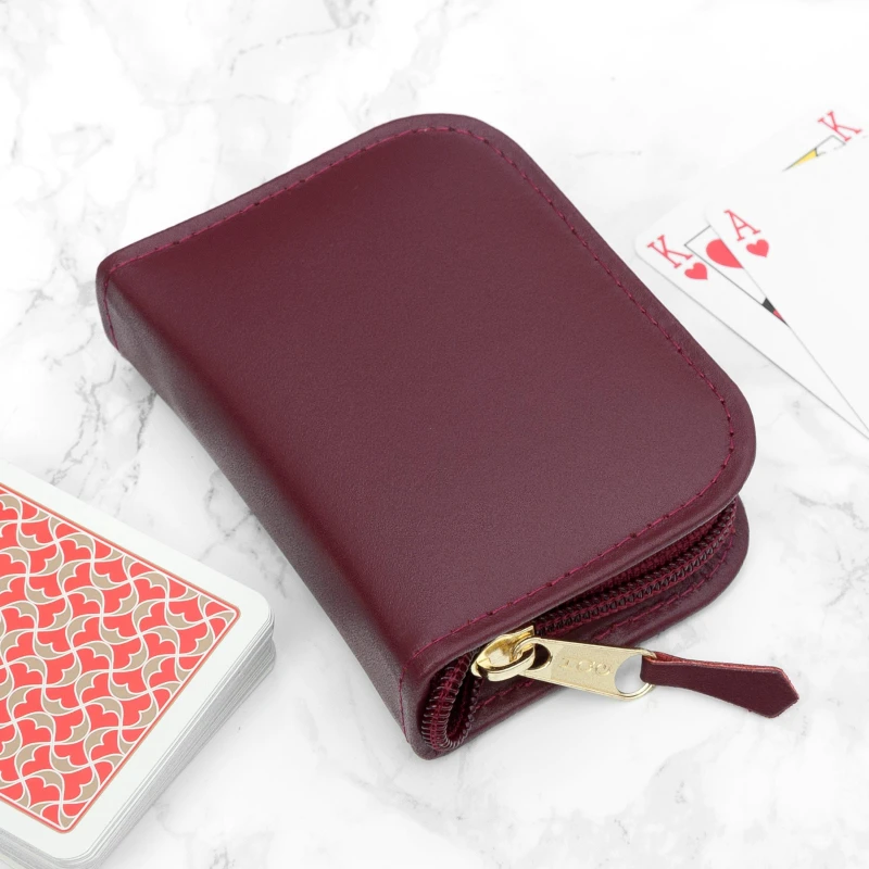 Image of Treat Republic Leather Single Playing Cards Case Burgundy