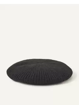 Image of Accessorize Ribbed Knit Beret, Black, Women