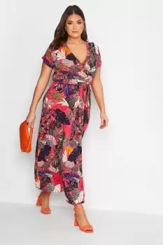 Image of Leaf Print Wrap Maxi Dress