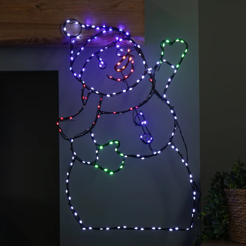 Image of 60cm x 38cm Light up FlexiBrights Christmas Snowman with 177 Multi-Coloured LEDs