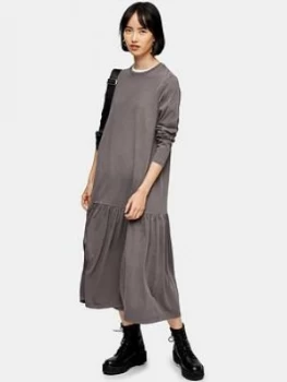 Image of Topshop Acid Wash Drop Waist Midi Dress - Washed Black