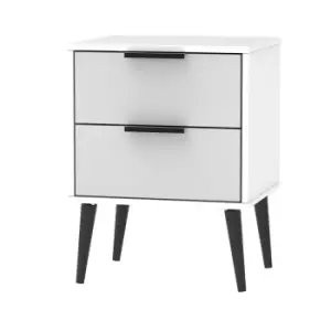 Image of Hirato 2 Drawer Grey/White Locker With Black Wooden Legs