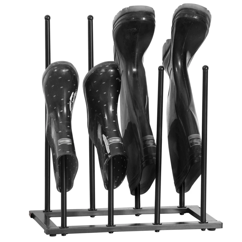 Image of House of Home 4 Pair Dryer Metal Welly Walking Boot Stand Shoe Rack Garden Shed Home Storage Black unisex