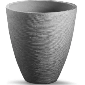 Image of Plant Pot Large Round Flower Pot Box Patio Terrace Flower Box Black Grey 42cm Grey