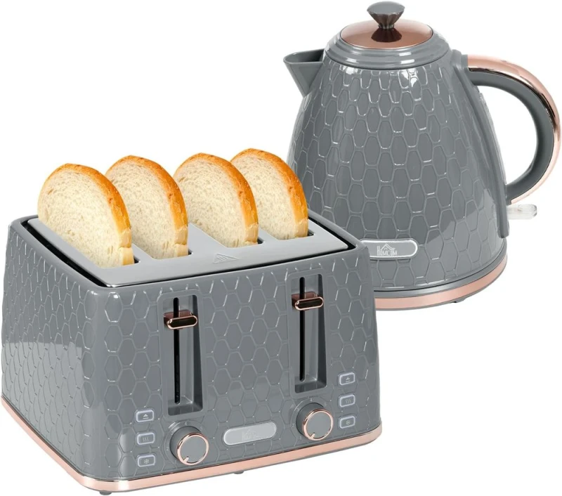 Image of HOMCOM 1.7L Kettle and Toaster Set with Defrost - Homcom 5056725352240