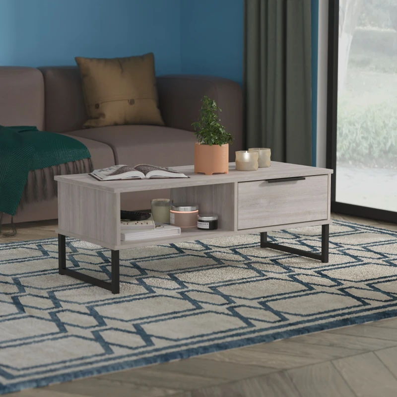 Image of Havana Ready Assembled 1 Drawer Coffee Table in Grey Oak - Welcome Furniture TJ Hughes 5056812212143