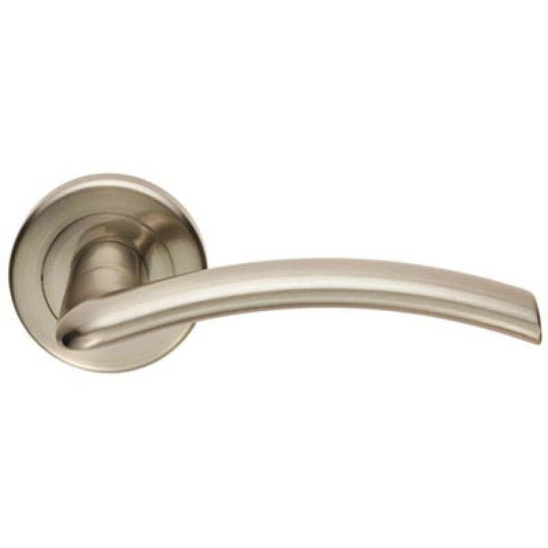 Image of Loops PAIR Flat Arched Style Handle on Round Rose Concealed Fix Satin Nickel Metallics