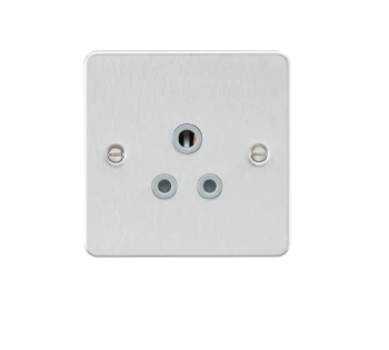 Image of KnightsBridge Flat plate 5A unswitched socket - brushed chrome with grey insert