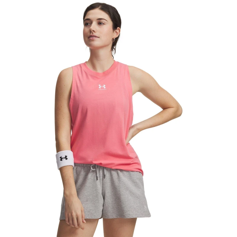 Image of Under Armour Womens Campus Performance Gym Vest Pink/White female 10 (S)