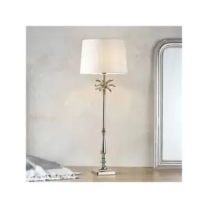 Image of Lighting Leaf & Mia - Table Lamp Polished Nickel Plate & Vintage White Linen 1 Light IP20 - E27 - Endon