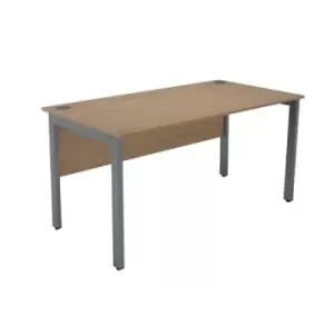 Image of Serrion Rectangular Goal Post Desk 1500x800x730mm Oak/Silver KF823315