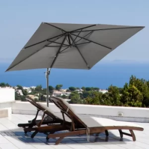 Image of Outsunny 2.7 x 2.7m Cantilever Roma Parasol Garden Sun Umbrella Canopy Sun Shade Aluminium 360° Rotating and Cross Base, Dark Grey