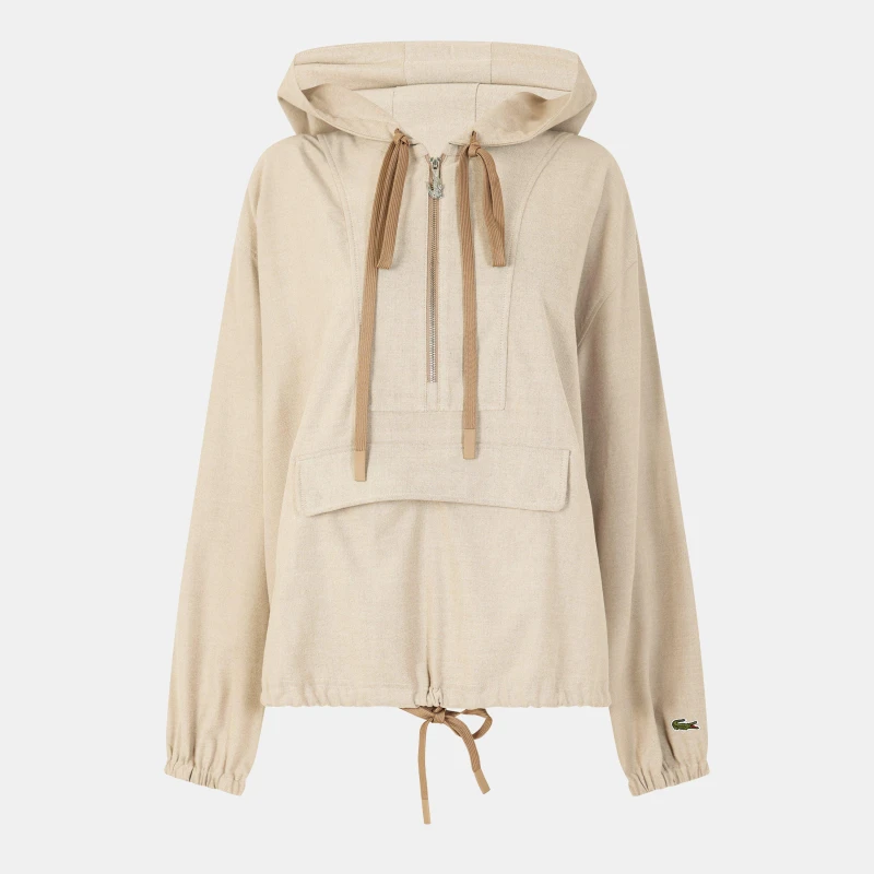 Image of Lacoste Womens Cropped Hoodie Alabaster Chin female 10 (38)