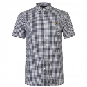 Image of Lyle and Scott Lyle Short Sleeve Gingham Shirt Mens - Z99 NAVY