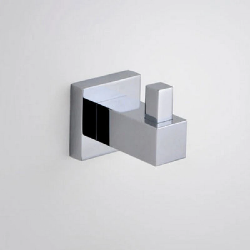 Image of Nes Home Single Wall Mounted Brass Chrome Square Robe Hook