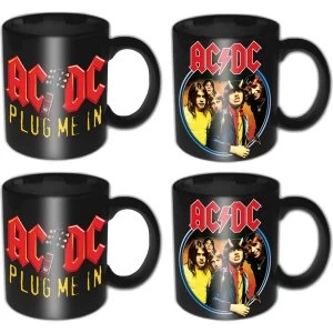 Image of AC/DC - Devil Angus & Plug Me In 4 Piece Mini Mug Set